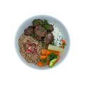 Orientalische Kebab-Bällchen mit Schafskäsesauce & Zimt-Reis