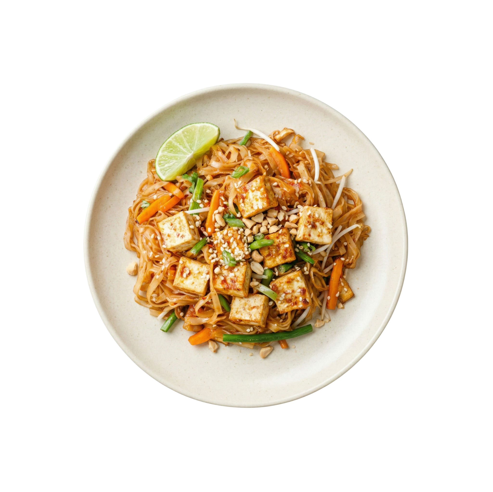 Pad Thai mit Erdnüssen, Tofu und Lauch