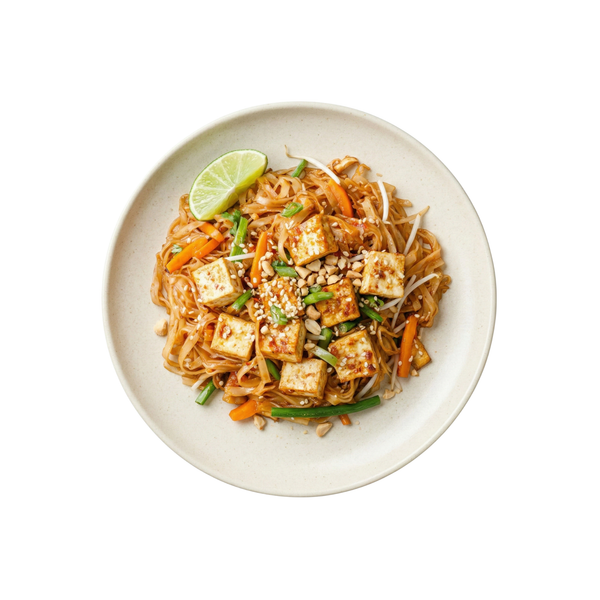 Pad Thai mit Erdnüssen, Tofu und Lauch